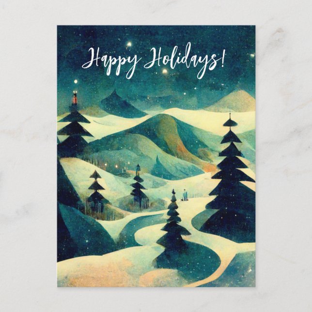 Logo Business Retro Christmas Painting Postcard (Front)
