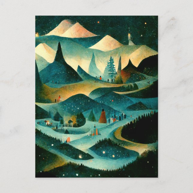 Logo Business Retro Christmas Valley Postcard (Front)