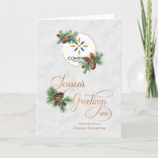 Logo Business Season's Greetings and Pines Custom Holiday Card