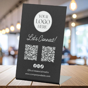 Logo Business Social Media QR Code Table Top Sign