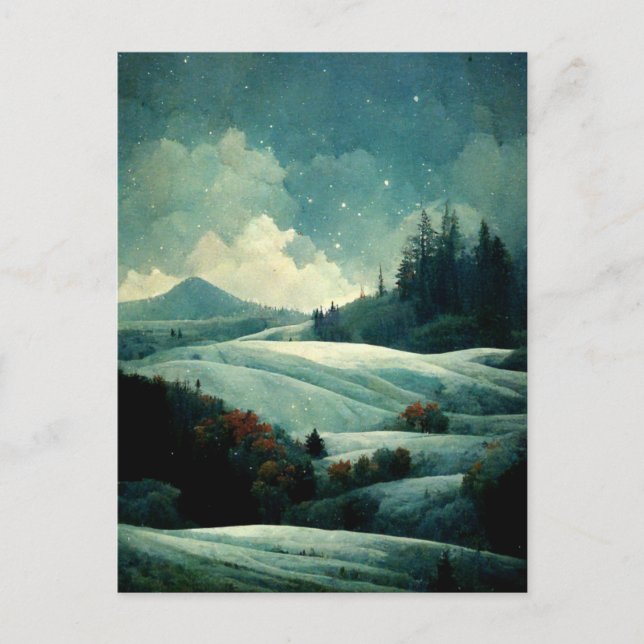 Logo Business Winter Scene Christmas Postcard (Front)
