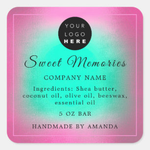 Logo Butter Cosmetic Soap Product Label Pink Green