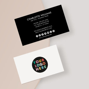 Logo Circle Professional Black White Social Media Business Card