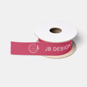 Logo Clothing Labels Business Name Magenta White Satin Ribbon