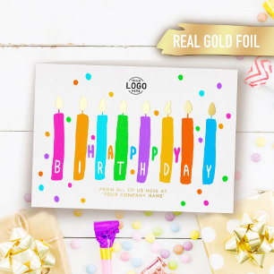 Logo Colourful Candles Business Birthday Gold Card