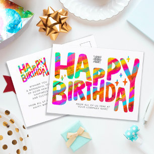 Logo Colourful Fun Crayon Handwritten Birthday Postcard