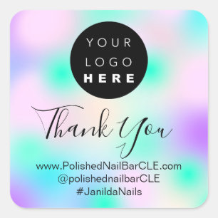 Logo Company Name Thank Social Pastels Pink Square Sticker