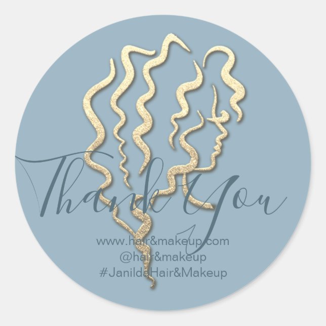 Logo Company Name Thank You Shopping Gold BLue Classic Round Sticker (Front)