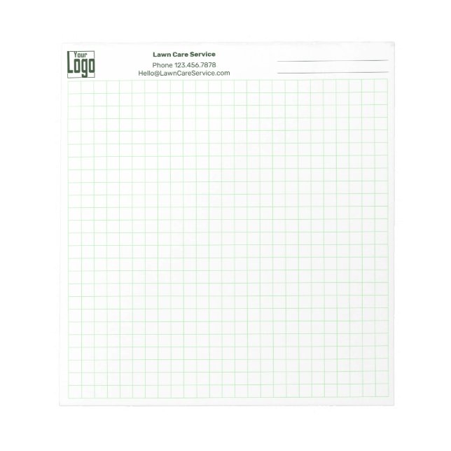 Logo Company Note Green Simple Grid Graph Notepad (Front)
