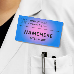 Logo Corporate Modern Simple Blue Pink Aura Title Name Tag