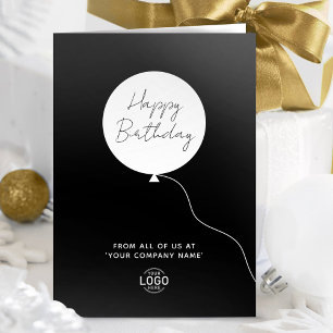 Logo Corporate Simple Black White Balloon Birthday Card