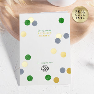 Logo Corporate Simple Modern Green Birthday Gold Foil Greeting Card