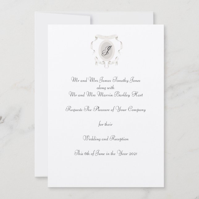 Logo Crest Monogram Casual Wedding Invitation (Front)