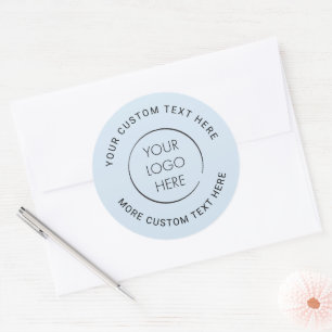 Logo Custom Business Marketing Branded Powder Blue Classic Round Sticker