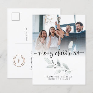 Logo Custom Photo Company Foliage Merry Christmas Postcard