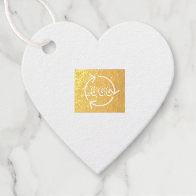 Logo Custom Text Heart Gold Foil Favour Tag (Front)