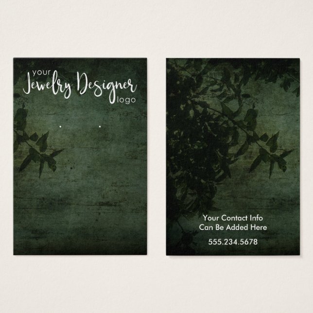 Logo Dark Green Rustic Botanical Earring Holder (Front & Back)