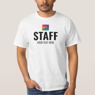 Logo Double Sided Print Staff Mens White Value T-Shirt