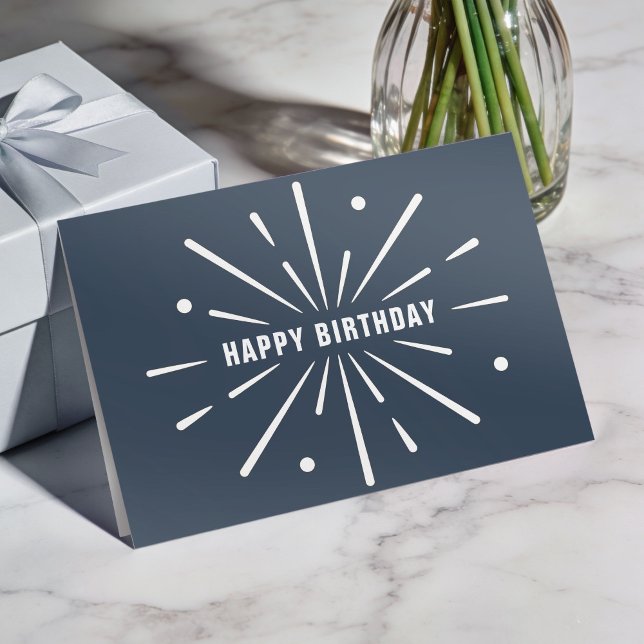 Logo Dusty Blue Simple Corporate Birthday Card (Creator Uploaded)
