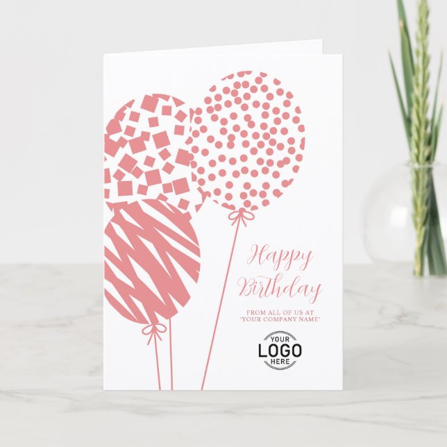 Logo Dusty Rose Balloons Corporate Birthday Card (Front)