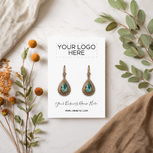 Logo Elegant Script Custom Earring Card