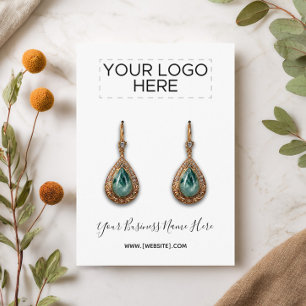 Logo Elegant Script Custom Earring Card