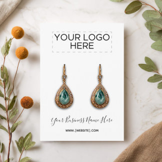 Logo Elegant Script Custom Earring Card