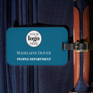 Logo Employee Human Resources Blue White Simple Luggage Tag