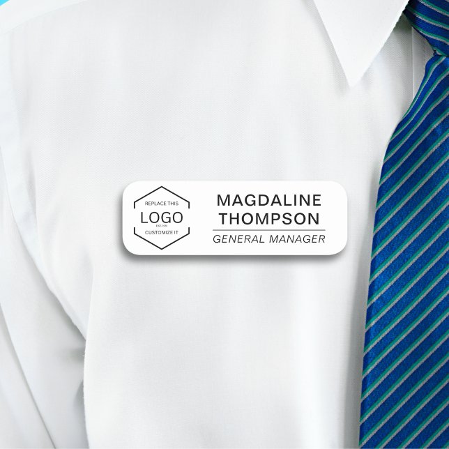  Logo Employee Job Title Black White  Name Tag (Creator Uploaded)