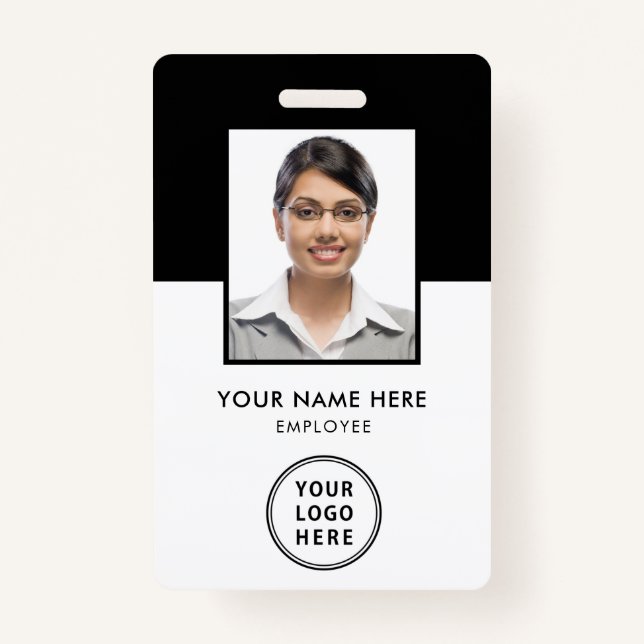 Logo Employee Photo ID Black ID Badge (Front)
