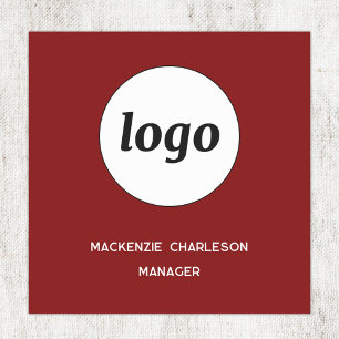 Logo Employee Staff Burgundy Red Magnetic or Pin Name Tag