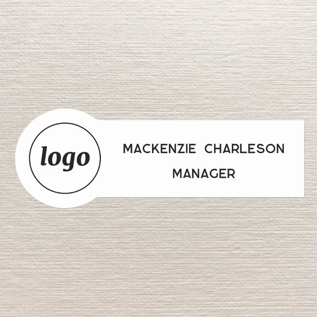 Logo Employee Staff Magnetic or Pin Name Tag (Logo name job title minimalist professional name tag badge with magnetic or pin back)