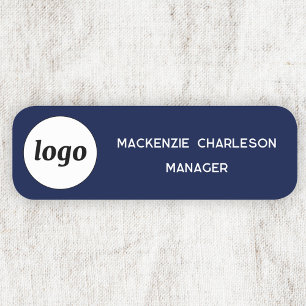 Logo Employee Staff Navy Blue Business Name Tag