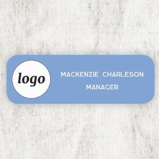 Logo Employee Staff Sky Blue Business Name Tag