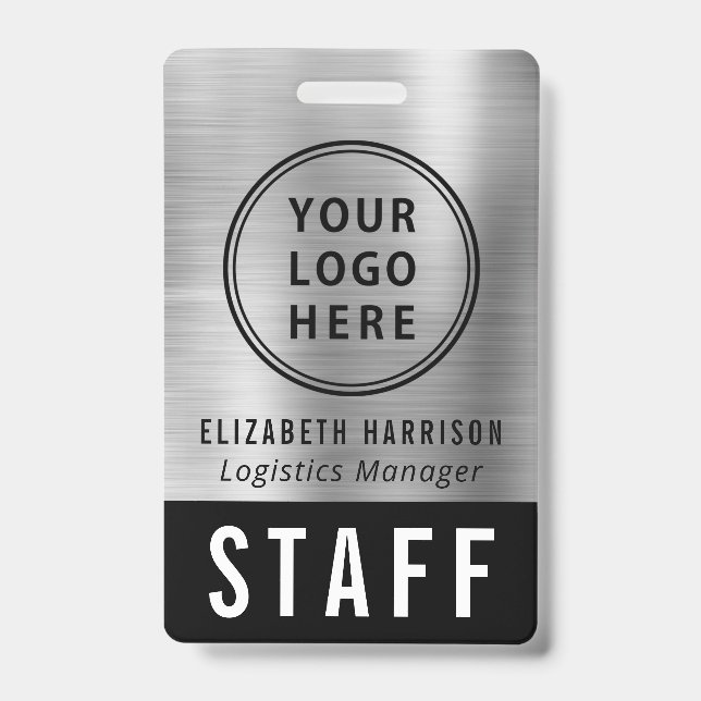 Logo Event Staff Employee Silver Identification ID Badge (Front)