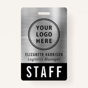 Logo Event Staff Employee Silver Identification ID Badge