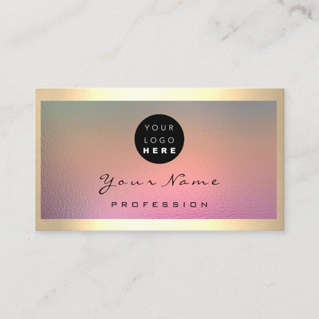 Logo Eyelash Makeup Artist Hair Rose Frame Ombre Business Card (Front)