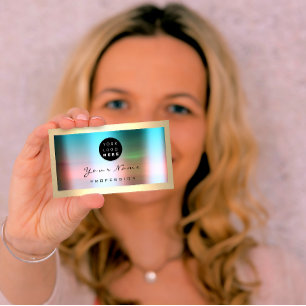 Logo Eyelash Makeup Artist Hair Rose Framed Ombre Business Card