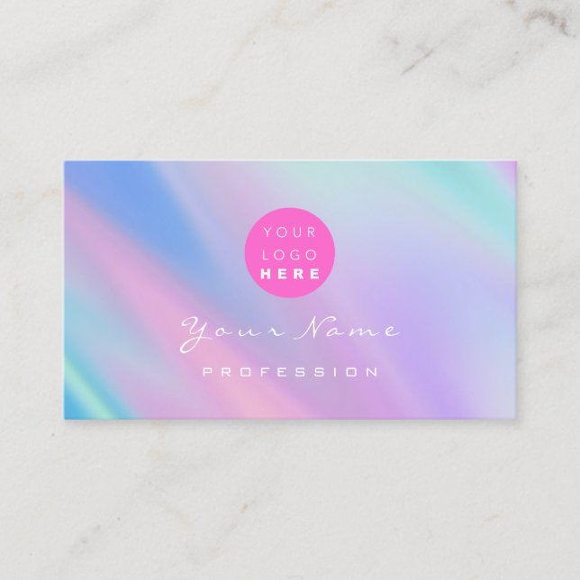 Logo Eyelash Makeup Hair Nails Holograph Modern Business Card (Front)
