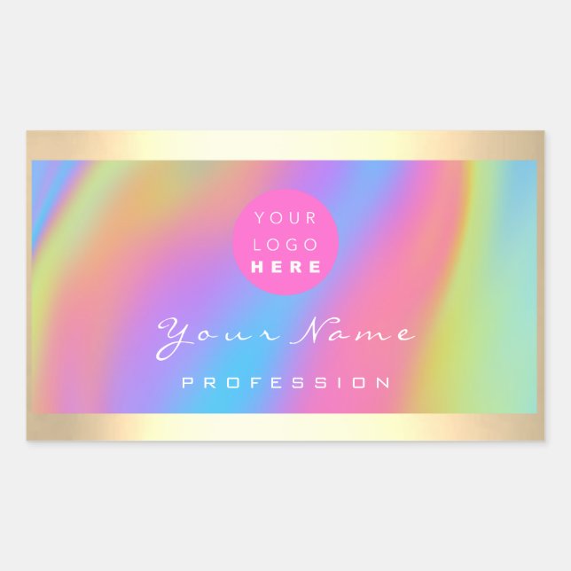 Logo Eyelash Makeup Hair Nails Holograph Unicorn B Rectangular Sticker (Front)