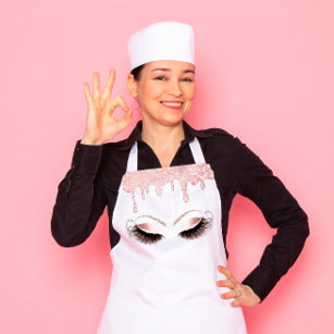 Logo Eyelashes Bakery Catering Cakes Pink Drips Apron