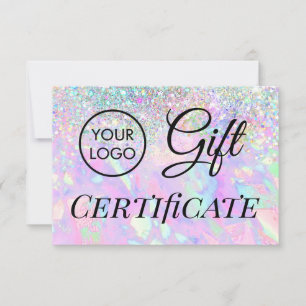 logo faux glitter opal gift certificate