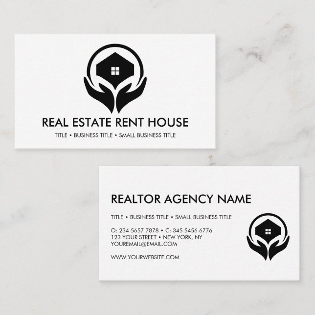 Logo for Real Estate Realtor Rent House Business Card (Front/Back)