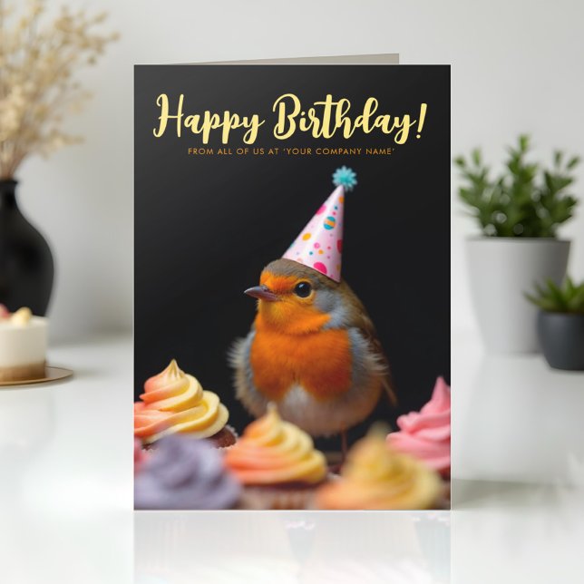 Logo Fun Cute Corporate Robin Bird Birthday Card (Creator Uploaded)