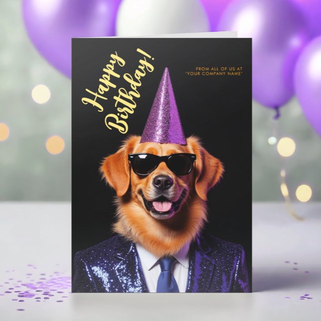 Logo Fun Funny Golden Retriever Party Birthday Card (Creator Uploaded)