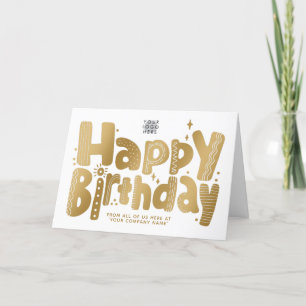 Logo Fun Playful Faux Gold Handwritten Birthday Card