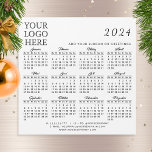 Logo German 2024 Business Calendar Magnet White<br><div class="desc">This square business 2024 magnetic calendar with months and days in German is a template to place your logo, add company contacts, slogan or another text. The simple design is in white and black colours with months in script font. It's a useful gift idea for Christmas and New Year, both...</div>