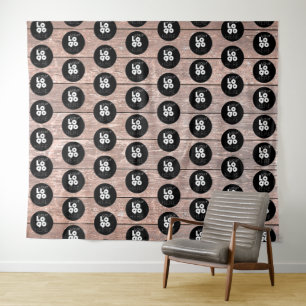 Logo Glitter Wood Step and Repeat Photo Backdrop Tapestry