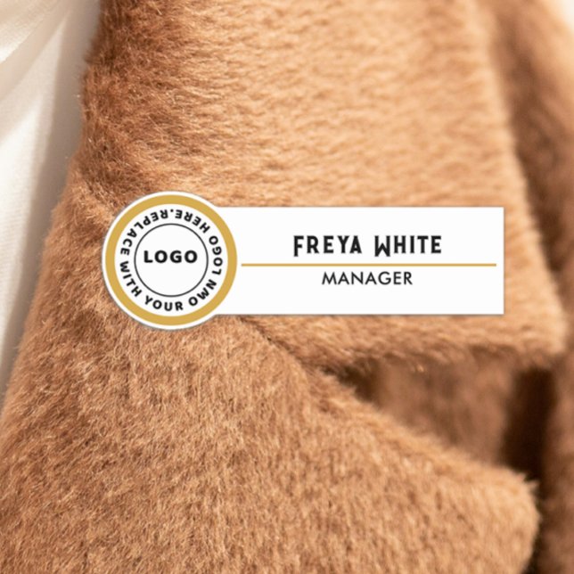Logo, Gold Accent, White Name Tag (Creator Uploaded)