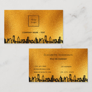 Logo gold city skyline black business real estate business card